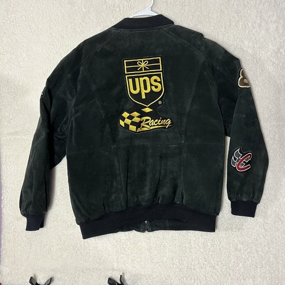 Jeff Hamilton Pro Sport Suede Jacket NASCAR Ups Men’s XL Black Dale Jarrett - Picture 14 of 16